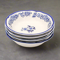 Blue Garden 4 Piece Hand-painted Soup Bowls