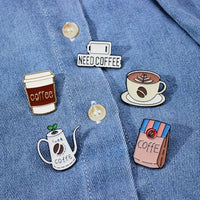 Caffeine Lover's 5 brew enamel pins , Personalize DIY