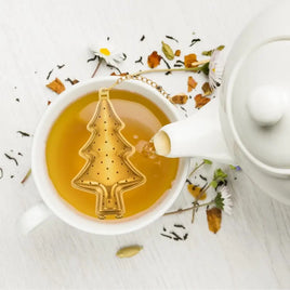Beautiful Christmas Tree Tea Infuser Gold Plated Stainless Steel - 10 Pcs