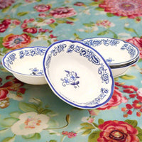 Blue Garden 4 Piece Hand-painted Soup Bowls