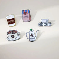 Caffeine Lover's 5 brew enamel pins , Personalize DIY