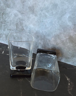 Pair of Disaronno Black Square Foot Cocktail Glasses