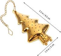 Beautiful Christmas Tree Tea Infuser Gold Plated Stainless Steel - 10 Pcs