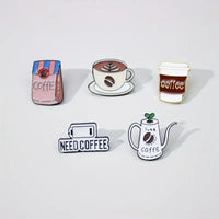 Caffeine Lover's 5 brew enamel pins , Personalize DIY