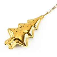 Beautiful Christmas Tree Tea Infuser Gold Plated Stainless Steel - 10 Pcs