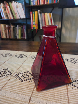 Red Glass Pyramid Vase