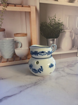 Vintage Blue and White Gerold Sauce Pitcher and Warmer