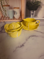 Secla Portugal Yellow Cabbage Leaf Individual Soup Bowl with Cover